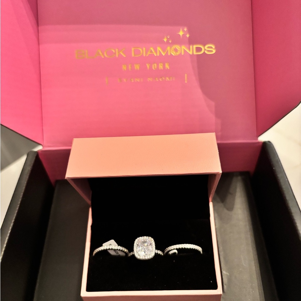 Lab Created diamond and Sterling  Silver Ring with two infinity bands